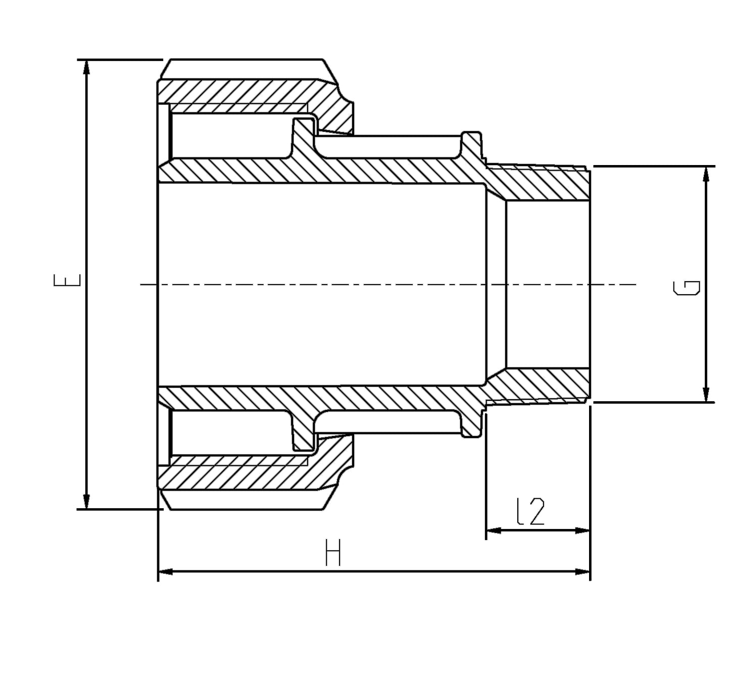 Plasson BARREL UNION ADAPTOR M-THREADED METRIC 40-1.1/2"