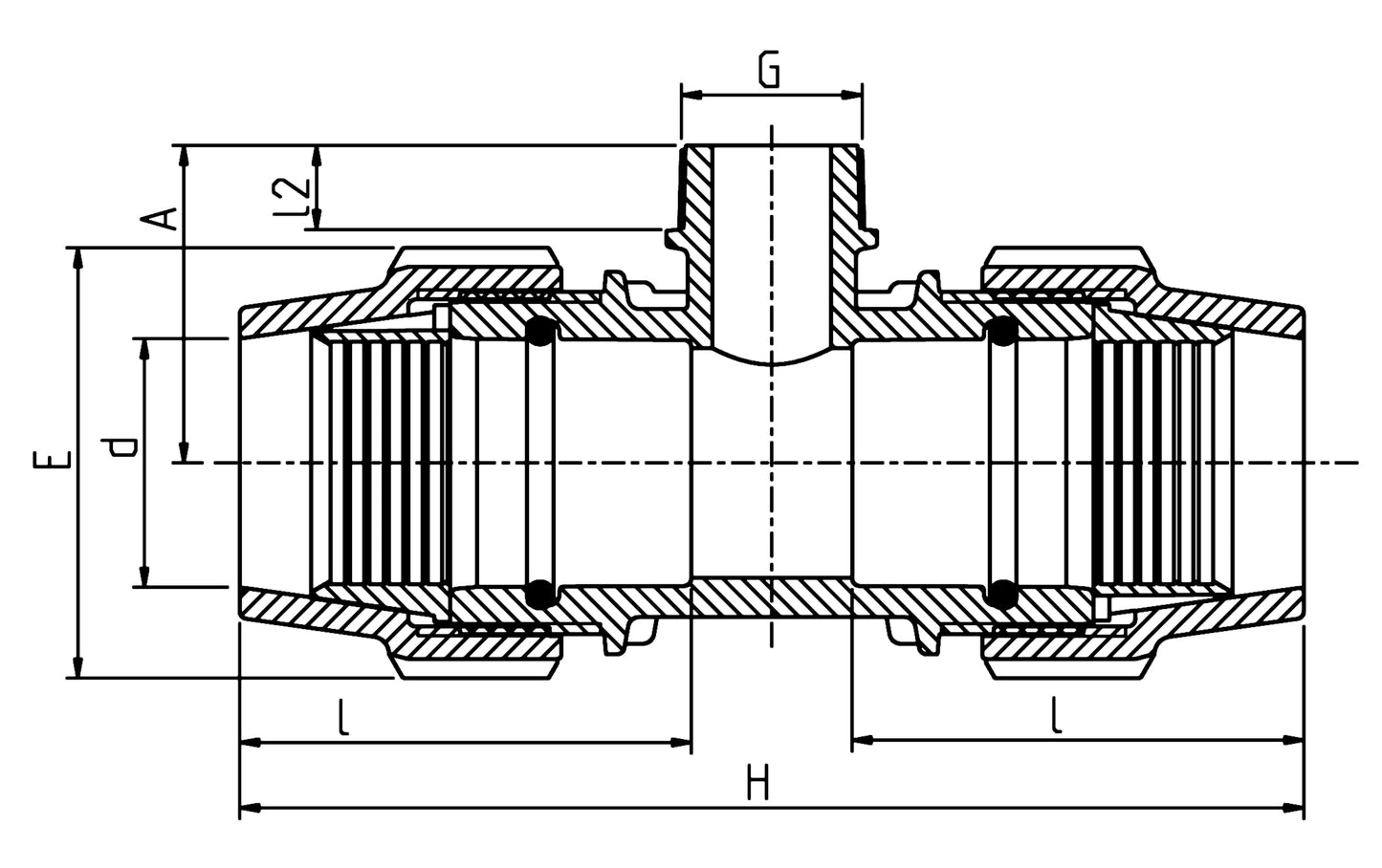 Plasson TEE METRIC MINE M-THREADED OFFTAKE 63-2"-63