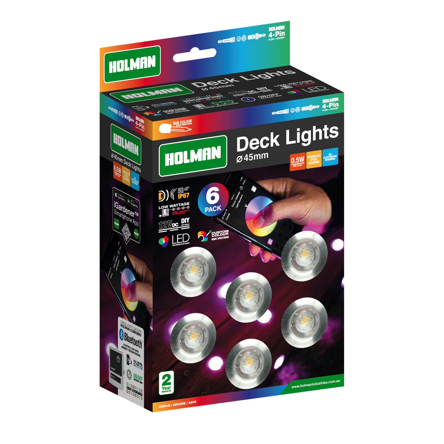 Deck Light 45mm x 0.5W - RGB ( pack 6 )