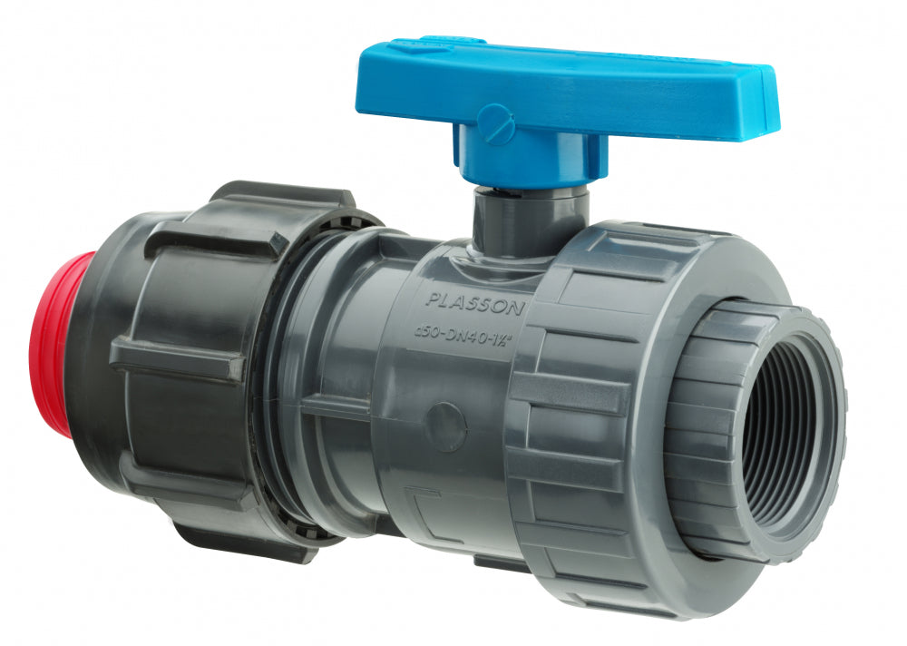 Plasson VALVE SINGLE UNION RURAL PP FEMALE THREAD 1/2"-3/4" PVC