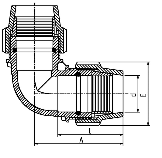 Plasson 90° ELBOW METRIC 20-20
