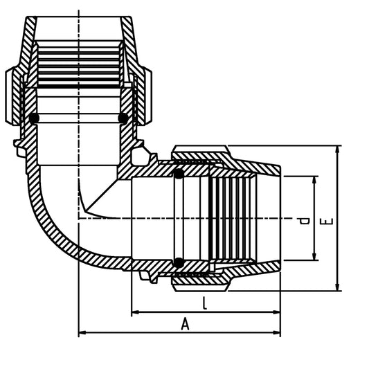 Plasson 90° ELBOW METRIC 50-50