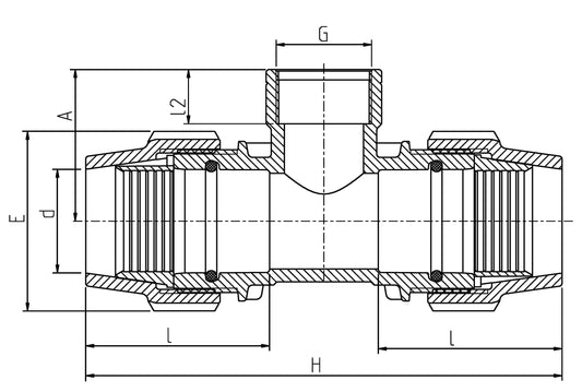 Plasson TEE METRIC F-THREADED OFFTAKE 40-2"-40