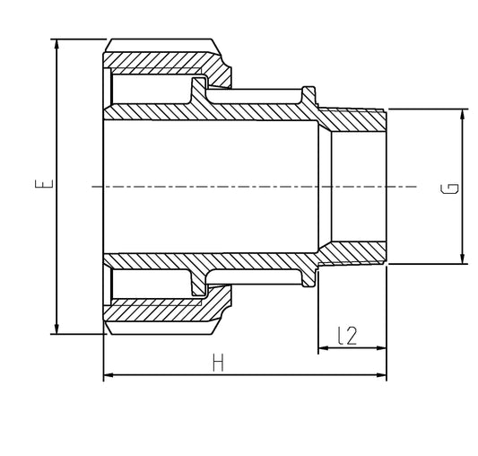 Plasson BARREL UNION ADAPTOR M-THREADED METRIC 40-1.1/2"