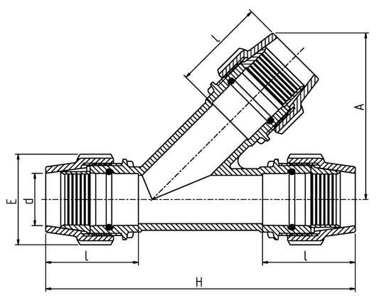 Plasson 45° TEE METRIC 63-63-63
