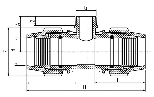Plasson TEE METRIC MINE M-THREADED OFFTAKE 63-2"-63